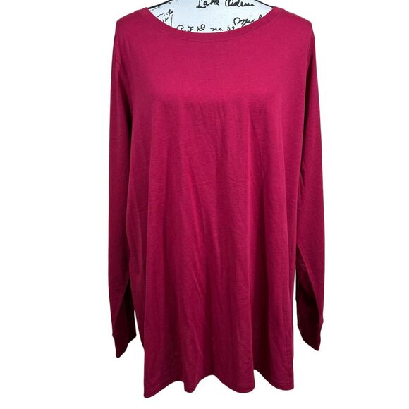 Torrid Dark Red Classic Fit T-Shirt Top  Long Sleeves Pullover Size 3(3X) causal - Picture 1 of 13